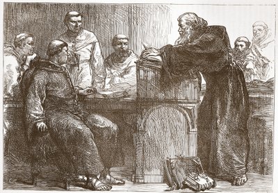 Lefevre在索邦大学讲学，詹姆斯·艾特肯·威利（James Aitken Wylie，1808-1890）的新教历史插图。 1878年 作者 英语学校