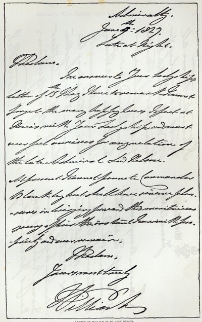 威廉四世致1827年尼尔森夫人的信，发表于1891年的“休闲之家” 作者 English School