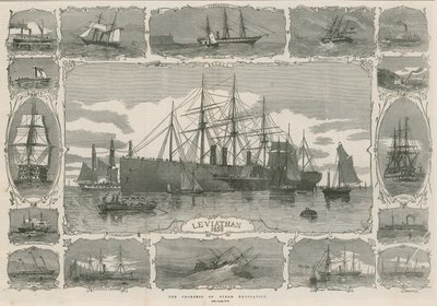 利维坦1858年;显示蒸汽导航进度的图像蒙太奇 作者 英语学校