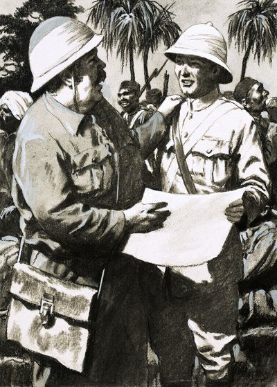 唐斯中尉和艺术家Melton Prior与Prior对Minhla的攻击 作者 英语学校