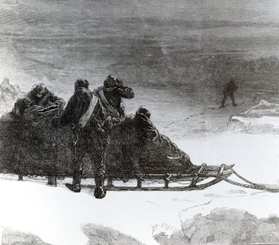 Parr中尉开始为北方雪橇队提供帮助，发表于“伦敦新闻画报”，第1875-78页（版画） 作者 英语学校