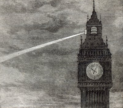 点亮在钟楼，议会议院从被说明的伦敦新闻，1873年8月16日 作者 英语学校