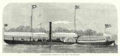 Livingstone 的 Steam-Launch，“Ma-Robert”（彩色雕刻） 作者 英语学校