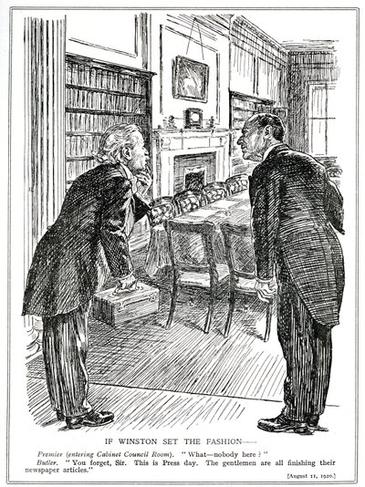 1920年8月，劳埃德·乔治（Lloyd George）进入内阁会议室，里面没有为报纸撰写文章的部长们 作者 英语学校