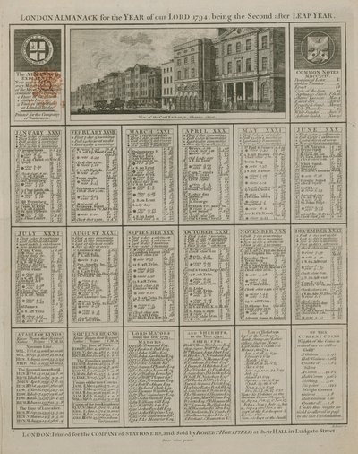 伦敦almanack为我们的主1794年 作者 英语学校