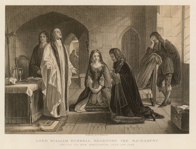 威廉-拉塞尔勋爵在行刑前接受圣礼，1683 年 7 月 21 日（雕刻） 作者 英语学校