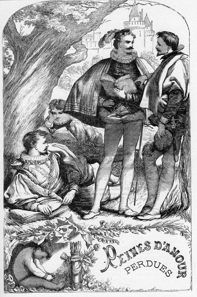 失恋的劳动》--《威廉-莎士比亚作品全集》中的插图，1866年--该版本的插图和一般形式借用了伦敦出版的卡塞尔《莎士比亚插图》。 作者 英语学校