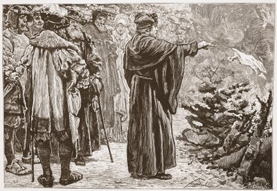 Luther Burning the Popes Bull，James Aitken Wylie撰写的新教历史插图（1808-1890），酒吧。 1878年 作者 英语学校