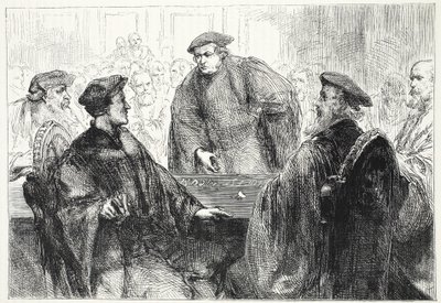 Luther和Zwingle在Marburg讨论，James Aitken Wylie（1808-1890），酒吧的新教历史插图。 1878年 作者 英语学校