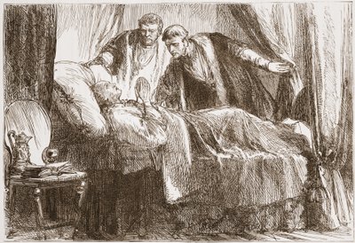路德在他的死亡床上，詹姆斯·艾特肯·威利（James Aitken Wylie，1808-1890）的新教历史插图。 1878年 作者 英语学校