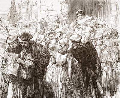 Luthers小册子：印刷厂的场景，James Aitken Wylie（1808-1890），酒吧的新教历史插图。 1878年 作者 英语学校
