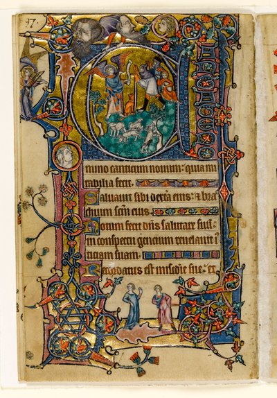 MS 1-2005，关注。 139v：对牧羊人的报喜，最初来自Macclesfield Psalter，使用Sarum，东安格利亚，c.1330 作者 英语学校