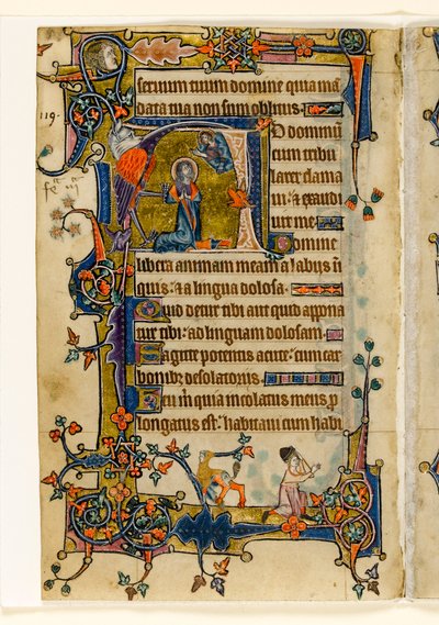 MS 1-2005，关注。 182v：David Praying，起源于Macclesfield Psalter，使用Sarum，East Anglia，c.1330 作者 英语学校