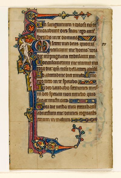 MS 1-2005，关注。 80v：一位裸体音乐家，Macclesfield Psalter的边缘装饰，使用Sarum，East Anglia，c.1330 作者 英语学校
