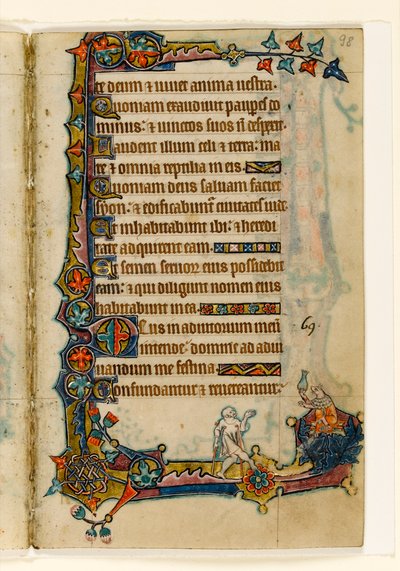 MS 1-2005，关注。 98r：乞丐和富贵猪（？），Macclesfield Psalter的边缘装饰，东安格利亚Sarum的使用，c.1330 作者 英语学校