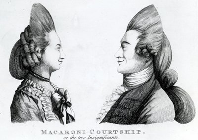 1772年M. Darly出版的通心粉求爱，或两个微不足道（mezzotint） 作者 英语学校
