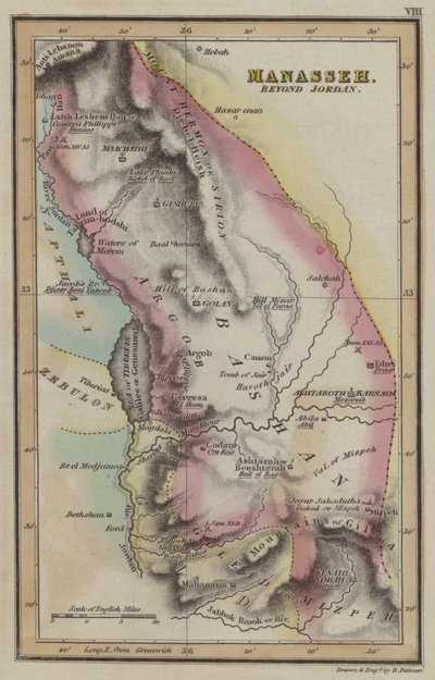 玛拿西，约旦河外（彩色版画） 作者 英语学校