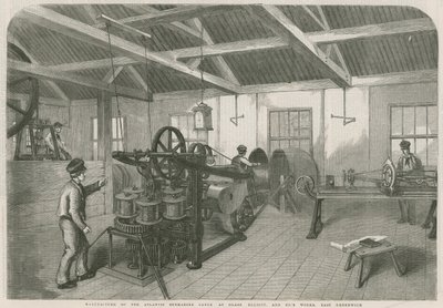 在东格林威治的Glass Elliott and Co.s工厂生产大西洋海底电缆 作者 英语学校
