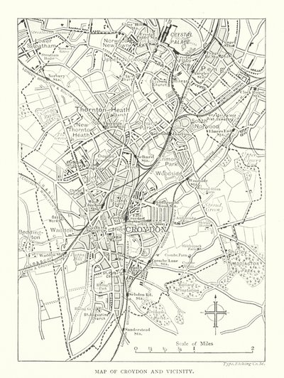 克罗伊登及周边地区地图（雕刻） 作者 英语学校