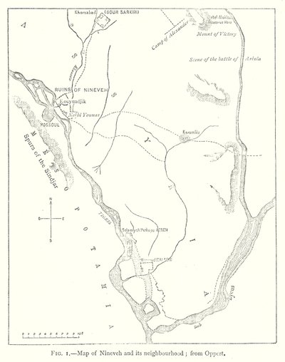 尼尼微及其周边地区地图；来自奥珀特（雕刻） 作者 英语学校