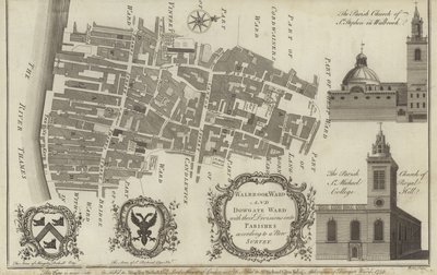 Walbrook Ward和Dowgate Ward，伦敦地图 作者 英语学校