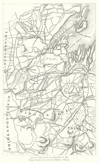 1830年绘制的芬斯地图（雕刻）。 作者 英语学校