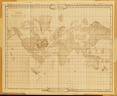 世界地图，&39;亚特兰蒂斯在它的颓废&39;，由Theosophical Publishing Company（litho）出版 作者 English School