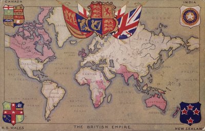 显示大英帝国国旗和国徽的地图（彩色石印版） 作者 英语学校