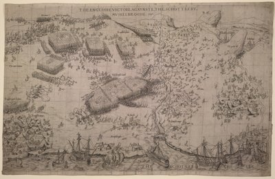 地图.C.C.5.a.409 平奇战役，约 1547-48 年（雕刻） 作者 英语学校