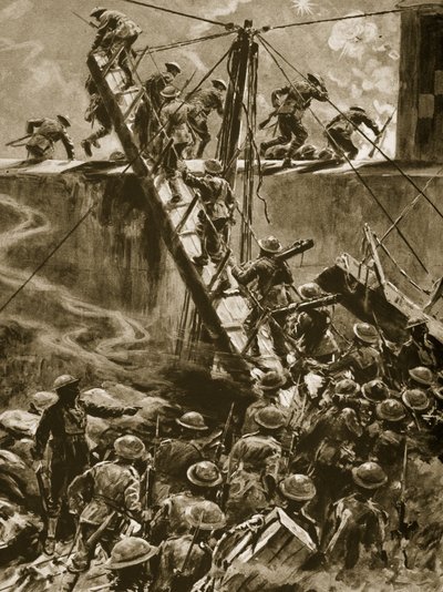 1914年至1919年间，海军陆战队员和蓝衣军团在HMS Vindictive的舷梯中崛起 作者 英语学校