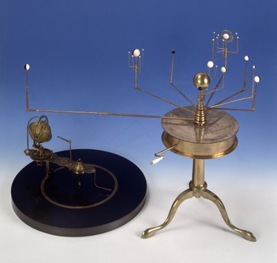 马丁型便携天文馆或Orrery，作者：Thomas Blunt（fl.1760-1822）George Newman和Thomas Voigt，c.1808（黄铜，镀银黄铜和象牙）（另见135772） 作者 英语学校