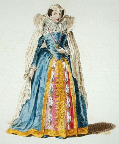苏格兰女王玛丽（1542-87）（彩色雕刻）。 作者 英语学校
