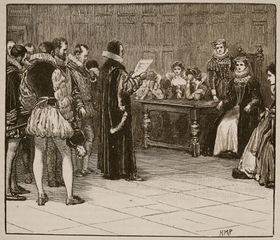 苏格兰玛丽女王接受了她的厄运，卡塞尔斯画报英国历史的插图（棕褐色照片） 作者 英语学校