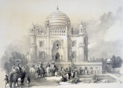 来自东方投资组合的德里Jufhir Junge陵墓：Horace H. Wilson于1841年出版的印度风景与建筑的风景如画插图 作者 英语学校