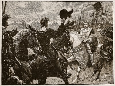 亨利和马克西米利安皇帝的会面，卡塞尔斯画报英国历史的插图（棕褐色照片） 作者 英语学校