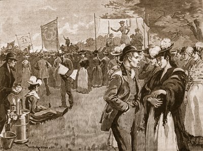1891年在海德公园的洗衣妇会议，卡塞尔斯画报英国历史的插图（棕褐色照片） 作者 英语学校