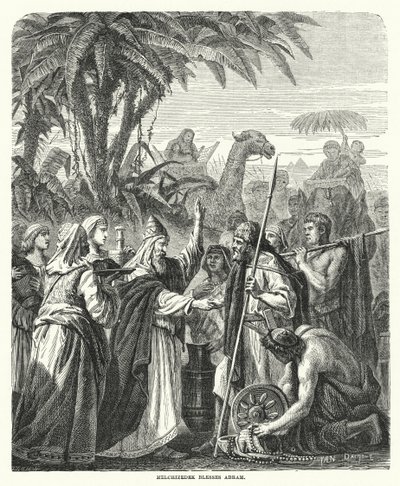 Melchizedek blesses Abram (engraving) 作者 英语学校