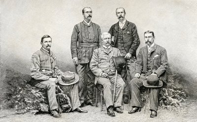 1890年亨利莫顿斯坦利爵士的Emin Pasha救济探险队成员（木雕） 作者 English School