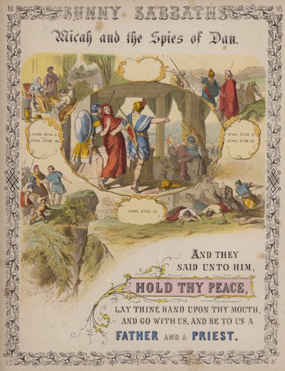 Micah and the spies of Dan (coloured engraving) 作者 英语学校