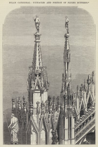 Milan Cathedral, Pinnacles and Portion of Flying Buttress (engraving) 作者 英语学校