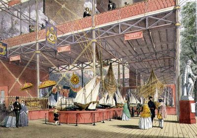 1851年大展印度展区的船模，来自迪金森的《综合图片》（彩色平印）。 作者 英语学校