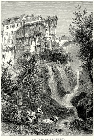 蒙特勒，日内瓦湖（雕刻） 作者 英语学校