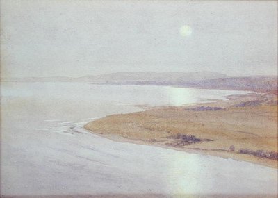 月光下的海岸景象（纸上水彩画） 作者 英语学校