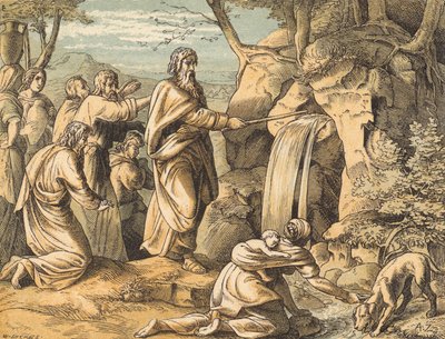 Moses striking the Rock (coloured engraving) 作者 英语学校