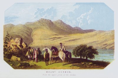 赫蒙山，来自约旦河上游平原（彩色平版印刷）。 作者 英语学校