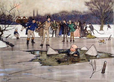冰上的匹克威克先生 查尔斯-狄更斯（1812-1870 年）作品插图，来自英国学校。1837 年 私人收藏 作者 英语学校