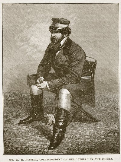WH Russell先生，克里米亚时报记者，卡塞尔斯画报英国历史插图（棕褐色照片） 作者 英语学校