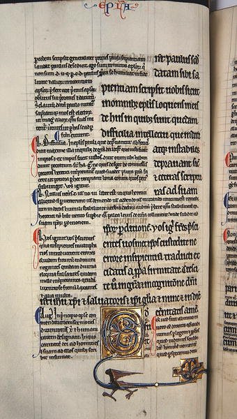 Ms.27, f.117v:新约》有光泽的副本中的一页（牛皮纸）。 作者 英语学校