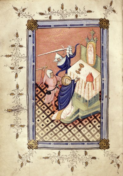 坎特伯雷的圣托马斯女士（c.1118-70）遭到两名骑士的攻击，Horae，c.1420-30 作者 英语学校