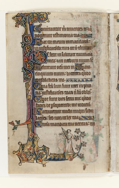 Ms 1-2005, f.175v, 来自 Macclesfield Psalter, Use of Sarum, East Anglia, c.1330（钢笔和墨水以及牛皮纸上的蛋彩画） 作者 英语学校